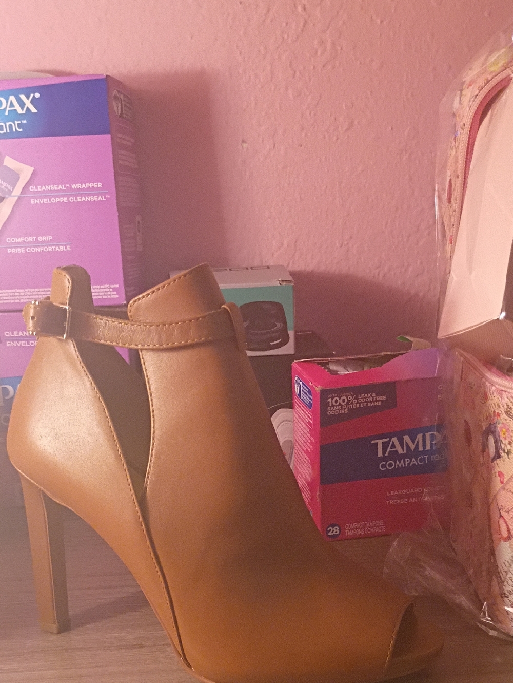 Women's Tan Peep-Toe Ankle Booties with Ankle Strap